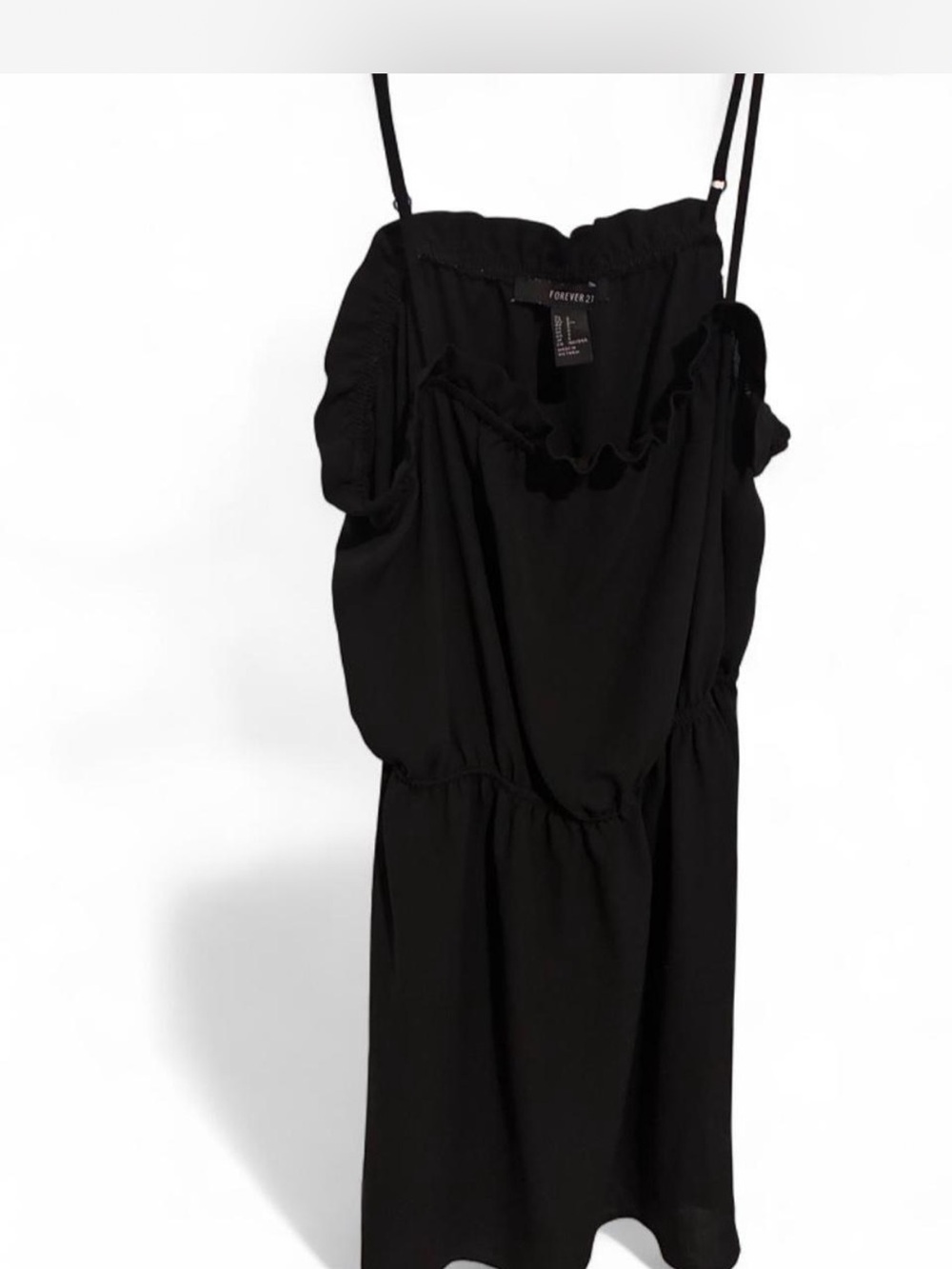 Forever 21 Black Ruffle-Neck Spaghetti Strap Mini Dress/ Long Top